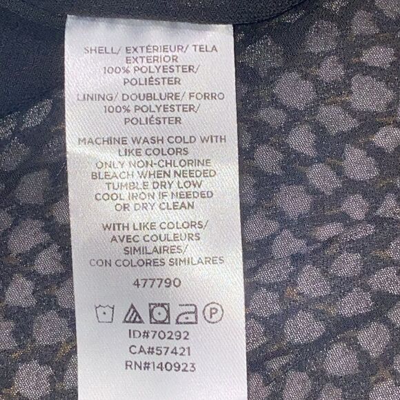 Loft Floral Blouse Black White Long Sleeve Key Hole Detail Size Small - Picture 8 of 9